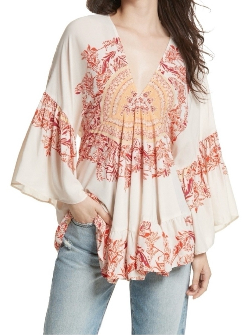 Free People Sunset Dreams Boho Tunic Top - Small